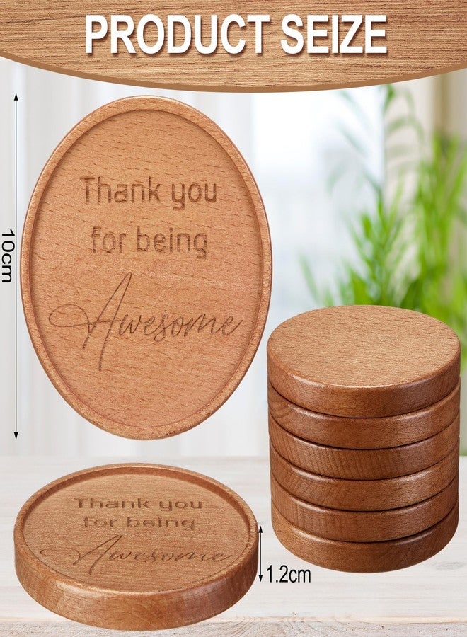 Mysora 12 Pcs Christmas Thank You Acacia Coasters Appreciation Gifts for Employee 4 Inches Round Wooden Coasters for Teachers Colleagues Home Party Favors Desk Table Protection Supplies(Awesome) - Image 2